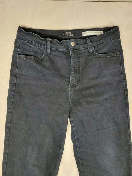 NYDJ Not Your Daughters Jeans Women's SZ 8 Boot Cut Dark Blue Rhinestone Detail - Picture 4 of 11